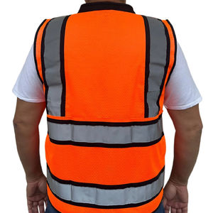Chaleco de Seguridad Reflectante de Alta Visibilidad para Hombre, Color Naranja Fluorescente, Poliéster, ANSI Clase 3, LED Intermitente, Impermeable, 2026 - Product Image 5