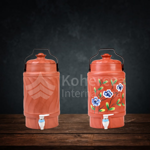 Jarra de agua de terracota Natural 100% con diseño liso de paja para gimnasio y viajes Propiedades alcalinas y refrescantes - Product Image 6