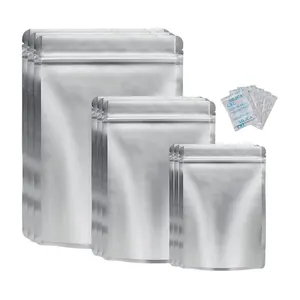 Foray Custom Design Edibles Stand Up Zip Lock Pouch Aluminum Foil Sliver Mylar Ziplock Mylar Bags With Oxygen Absorbers