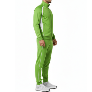 High Quality Lime <b>Green</b> Tracksuit <b>Men</b> White Side Stripe Sportswear Set 2 Piece Full Zip Athletic Wear Fitness Training <b>Suit</b> - Product Image 4