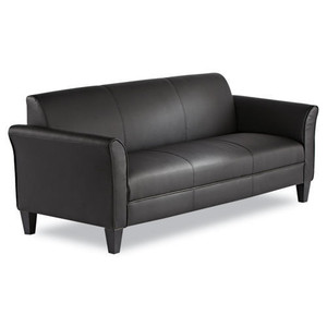 Alera ALERL21LS10B Serie 77 Sofá para sala de recepción con 3 cojines de 31.5 pulgadas. X 32 Pulgadas X 21 Pulgadas Cuero Negro para Área de Recepción y Biblioteca - Product Image 2