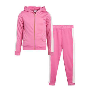 Chándal para niños de fábrica OEM con Sudadera con capucha y pantalones de algodón bordados personalizados, conjunto de dos piezas para niñas y niños - Product Image 1