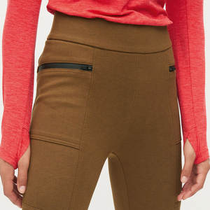 100% pantalones de Yoga de cintura alta de algodón para mujer elegante Casual bolsillo con cremallera lateral transpirable para adultos - Product Image 4