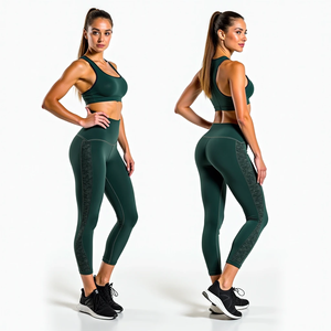 Ensemble de Yoga d'automne personnalisé femmes grande taille respirant confortable Spandex/Polyester pleine longueur avant Logo motif élégant haut - Product Image 1