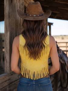 Chaleco Gótico Vintage con Botones, Transpirable, Cuello en V, para Mujer, de Gamuza Marrón, Sin Mangas, Estilo Biker - Product Image 4