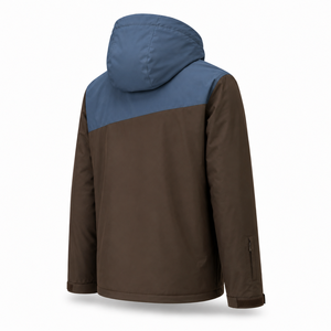 Chaqueta Cortavientos con Capucha para Hombre, Color Marrón y Azul, Ligera, Resistente al Agua, de Poliéster y Spandex, Estilo Casual para Senderismo - Product Image 4