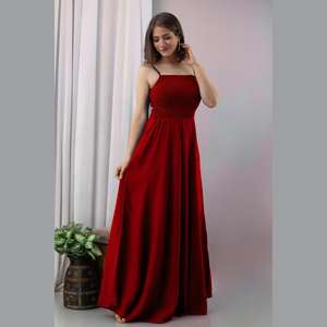 Robe de soirée rouge froncée au sol avec décoration à plusieurs niveaux à paillettes techniques au crochet XS à XL pour la fête Quinceanera - Product Image 1