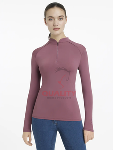 Couche de base d'équitation pour femmes OEM vente en gros tissu respirant à séchage rapide de haute qualité à manches longues coupe ajustée performance équestre - Product Image 4
