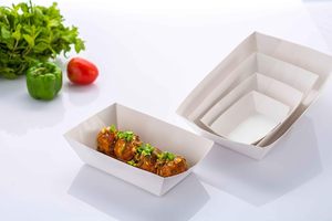 Disposable White <b>Paper</b> Food Trays,Recyclable Eco-Friendly Take Out Food <b>Boats</b> Trays for Party Snacks <b>French</b> <b>Fries</b> Nachos - Product Image 3