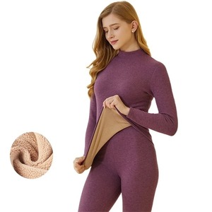 Ensembles de sous-vêtements thermiques en polaire épaisse pour femmes en coton sur mesure pour l'hiver froid - Product Image 5