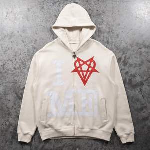 Sudadera con capucha personalizada OEM de alta calidad para hombre de invierno de punto sólido con cremallera polar con impresión de descarga - Product Image 5