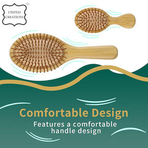 Custom Logo Eco-Friendly Bamboo <b>Hair</b> <b>Brush</b> and Comb Sustainable Anti-Tangle <b>Wooden</b> - Product Image 2
