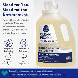น้ำยาซักผ้า Clean People Eco-Friendly สูตรน้ำ ปราศจากน้ำหอม ขนาด 50 ออนซ์ ซักได้ 100 ครั้ง - Product Image 3