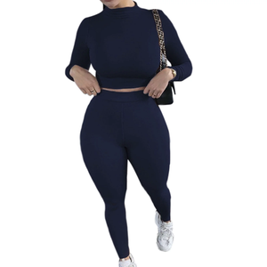 Women's 2-Piece <b>Seamless</b> Yoga Outfit High-Waisted <b>Leggings</b> and Crop Top Solid Pattern Gym Clothes Workout Sets - Product Image 1