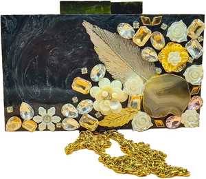 กระเป๋าคลัทช์ทำจากยางเรซินมือถือของผู้หญิงทันสมัยประดับเพชรที่สง่างามมีซิปเปิดสำหรับงานแต่งงานปาร์ตี้ของขวัญ - Product Image 1