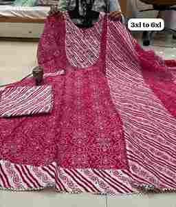 Precioso algodón de aspecto con trabajo de espejo Anarkali Kurti Pant y Dupatta Woman Fashion Fabricante y proveedor de Surat - Product Image 2