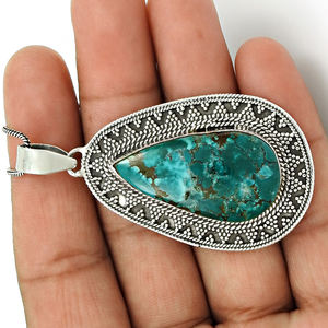 อัญมณีเทอร์ควอยซ์ธรรมชาติ 925 เงินสเตอร์ลิงรูปลูกแพร์ศิลปินดูจี้เครื่องประดับทําด้วยมือราคาขายส่งจํานวนมากซัพพลายเออร์ - Product Image 4