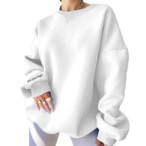 Sudadera de cuello redondo para mujer, de invierno, cuello simulado, 380g, poliéster y algodón, ecológica, con logo personalizado, oversize - Product Image 1