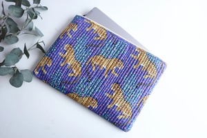 Durable Lightweight Waterproof Block Print Sling <b>Laptop</b> <b>Sleeve</b> Vintage Simple Business <b>13</b>" 15" 17" Purple Cheetah Office Daily - Product Image 3