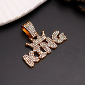 จี้เพชรโมอิสซาไนต์ทรงมงกุฎหรูหรา ประดับเพชรเต็มตัว ชุบทอง ดีไซน์ฮิปฮอป - Product Image 3