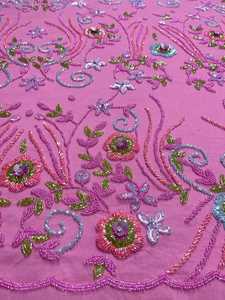 Luxury Hand Beaded Embroidered Jacquard <b>Fabric</b> Eco-Friendly Interlock Weft Knitted <b>Net</b> <b>Fabric</b> with Plaid Style for Accessory Use - Product Image 5