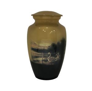 Urna de cremación de latón de calidad premium para adultos Hermoso diseño rojo 'Paz eterna' para cenizas humanas - Product Image 4