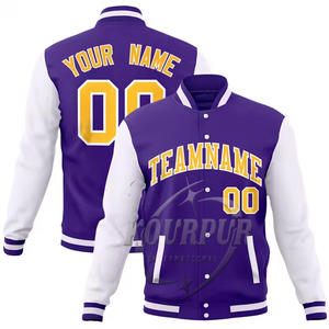 Personalizada hermosa púrpura oscuro y blanco Varsity chaquetas Foe Men Varsity béisbol ligero bombardero chaqueta y para el uso regular - Product Image 3