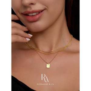 Collana a Catena Piatta Serpentine in Oro da 1,5 mm, Non si Ossida, Stile Spina di Pesce, Collane Stratificate alla Moda Impilabili - Product Image 4