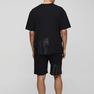 เสื้อยืดผ้าฝ้ายพิมพ์ลายโอเวอร์ไซส์สำหรับผู้ชายชุดสตรีท2ชิ้นระบายอากาศได้ดีน้ำหนักมากใส่สบายฤดูร้อน - Product Image 2