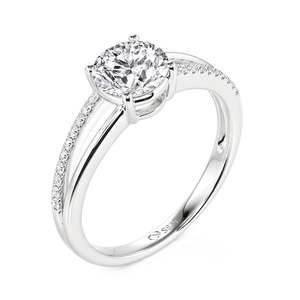 Bague de promesse Jeulia en platine 14K plaqué rhodium, à tige fendue personnalisée, avec pierre de naissance et coupe ronde - Product Image 2
