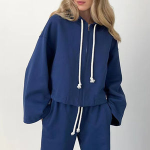 Dernière conception d'ensemble de sport personnalisé pour femmes automne ensemble de sport vierge pour femmes 100% coton ensemble de sport à capuche et pantalon - Product Image 6