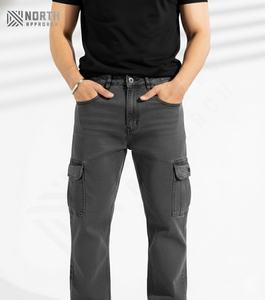 Jeans en denim pour homme de qualité supérieure, respirants, droits, délavés, amples, personnalisés - Product Image 5