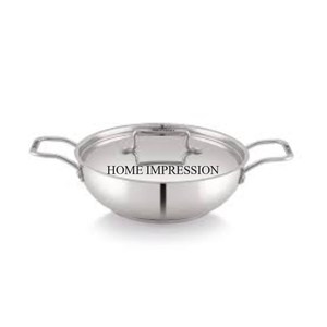 Utensilios de cocina de forma redonda hechos de Metal resistente con recubrimiento en polvo de Color negro Kadhai con asas de aluminio chapado en oro - Product Image 4