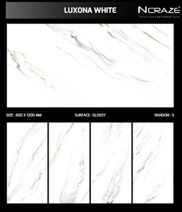 Fluence moderno aspecto de piedra blanca mármol completo pulido esmaltado mate gran losa 600x1200mm azulejos de pared de cerámica de porcelana antideslizante - Product Image 5