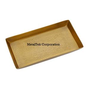 Bandeja de servicio decorativa para encimera rectangular, acabado martillado, bandeja de almacenamiento de cosméticos multiusos irrompible, platos de desayuno - Product Image 2