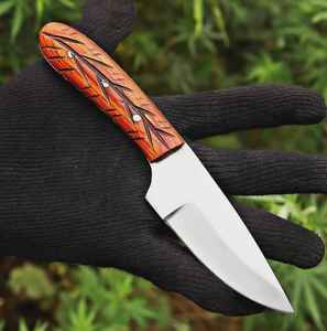 Cuchillo de Caza Hecho a Mano de Acero con Alto Contenido de Carbono, Cuchillos de Hoja Fija para Campismo y Supervivencia, con Funda de Cuero Fino, Cuchillos de Acero Personalizados - Product Image 1