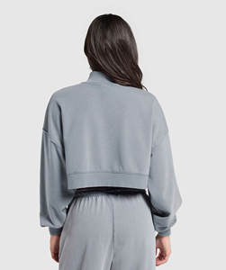 Stylish and Comfortable Womens Custom Turtleneck Crop Hoodie <b>Sweatshirt</b> <b>Long</b> Sleeves Drop Shoulder Hoodie Jacket for Unique Look - Product Image 5