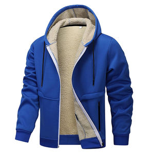 Men's Casual Winter Zipper Hoodie OEM 100% Cotton Heavy Thick <b>Sherpa</b> Fleece Lining Warm Sweatshirt Sweatshirts Warm Hoodie - Product Image 1