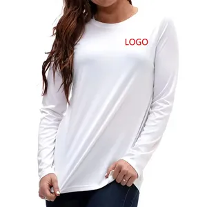 Grosir kaus hitam putih polos musim panas Wanita kaus leher kru wanita katun kualitas tinggi dengan logo kustom