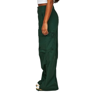 Nuevos pantalones Cargo holgados de pierna ancha de cintura alta, 4 bolsillos, pantalones con cordón de algodón 100%, pantalones personalizados para mujer, pantalones Cargo personalizados - Product Image 6