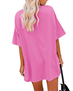 Venta caliente camisetas de manga corta para mujer verano liso teñido mejor precio secado rápido transpirable sostenible de talla grande ropa informal - Product Image 4