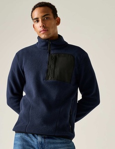 Chaqueta de Forro Polar Sherpa Personalizada para Hombre, Sudadera de Lana con Media Cremallera, Transpirable, 180g, con Bolsillo de Parche para Otoño e Invierno - Product Image 3