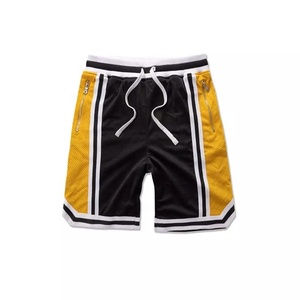 Último diseño Panel trabajo malla 100% poliéster transpirable arroz agujeros estilo cremallera bolsillos parte inferior Flexible deportes baloncesto pantalones cortos - Product Image 4