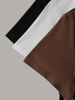 Lot de 3 T-shirts décontractés pour hommes 100 % coton, respirants, prérétrécis, lavage enzymatique, écologiques, anti-plis, séchage rapide, coupe ample, manches courtes