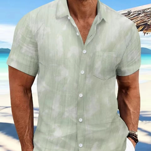 Summer Men's Comfortable Cotton Short Sleeve for Polo Shirt Simple Lightweight Fashion Top Tie Dye Design Jersey Fabric Beach - Product Image 5