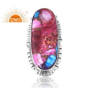 แหวนพลอยสีเทอร์ควอยส์สีม่วงทองแดงโมฮาเรียสเตอร์สีเงินแท้ออกแบบได้ตามต้องการสำหรับผู้หญิง - Product Image 3