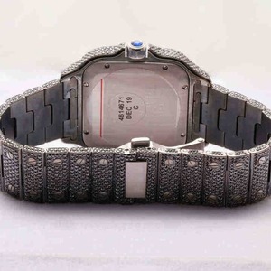 Premium Quality Luxury Black Dial Moissanite Diamond <b>Watch</b> with Stainless Steel <b>Waterproof</b> for Men Available for Export Price - Product Image 4