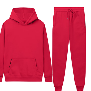 Bright <b>Red</b> Pullover Hoodie Tracksuit With Jogger Pants <b>For</b> <b>Men</b> Women Winter Casual Sportswear Wholesale Factory OEM Custom Logo - Product Image 4