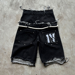 Pantalones cortos de sudor de cintura media lavados con ácido personalizados para hombre, ropa de calle sólida, peso pesado, 100% algodón, felpa francesa, bolsillos rápidos, calle alta - Product Image 6