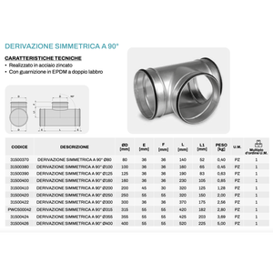 Tecnosystemi 90 - Pieza para sistemas HVAC de ramificación simétrica para conductos circulares - Product Image 4